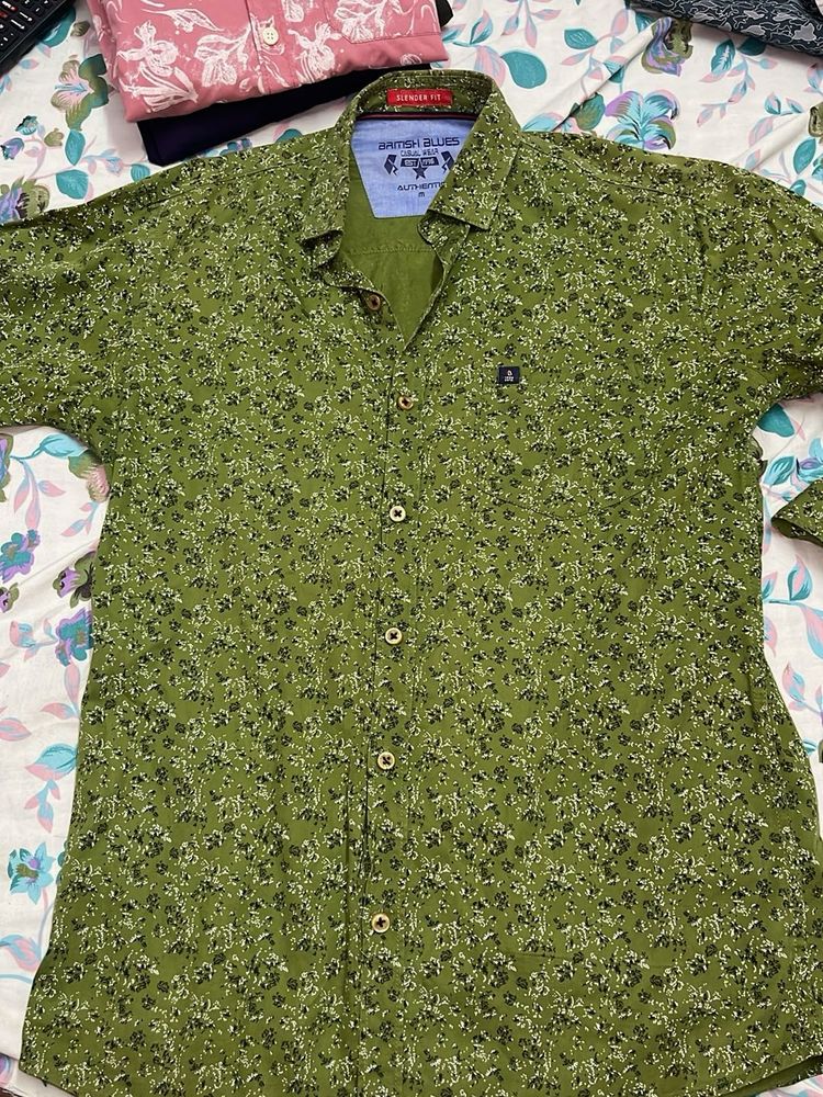 Men's Green Floral Print Shirt