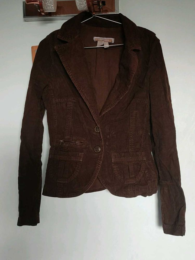 Chic Brown Corduroy Blazer Jacket