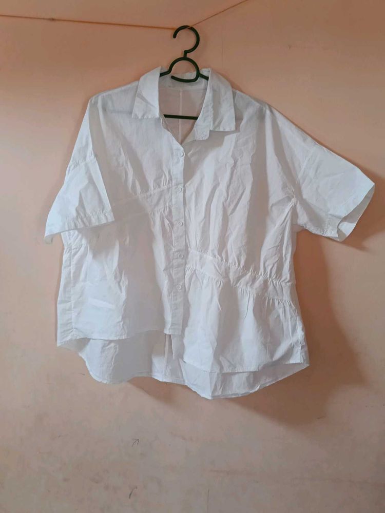 Chic White Button-Up short Shirt