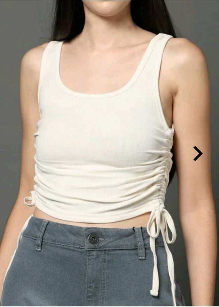 Scoop Neck Side Adjustable Ruched Drawstrings Tank