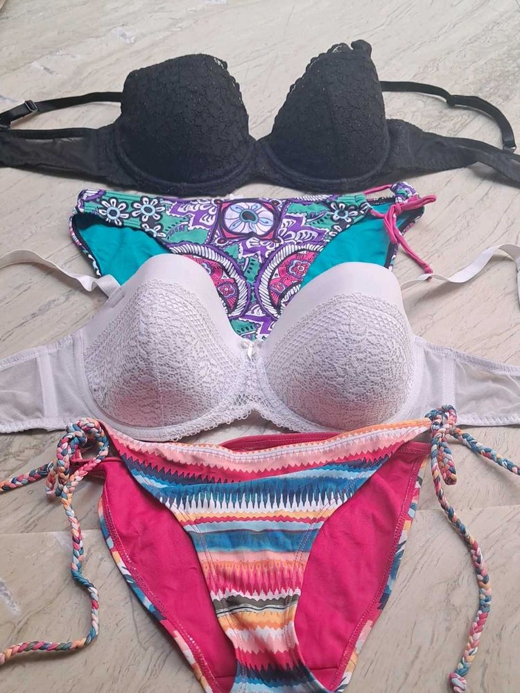combo Of Four Imported Fabric Bra N Panty