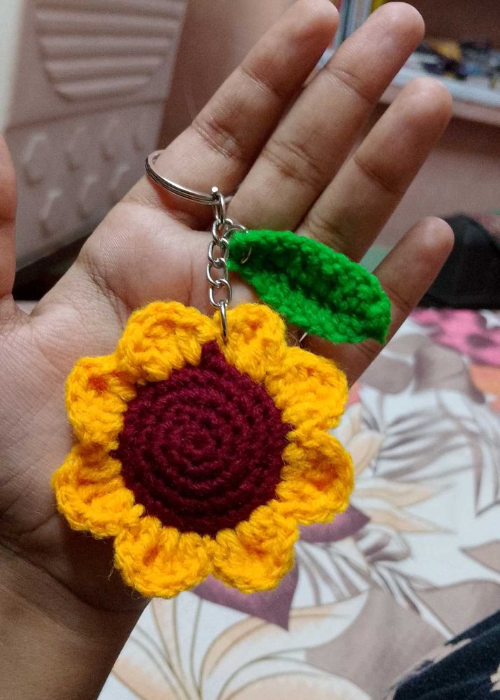 Crochet Sunflower Keychain
