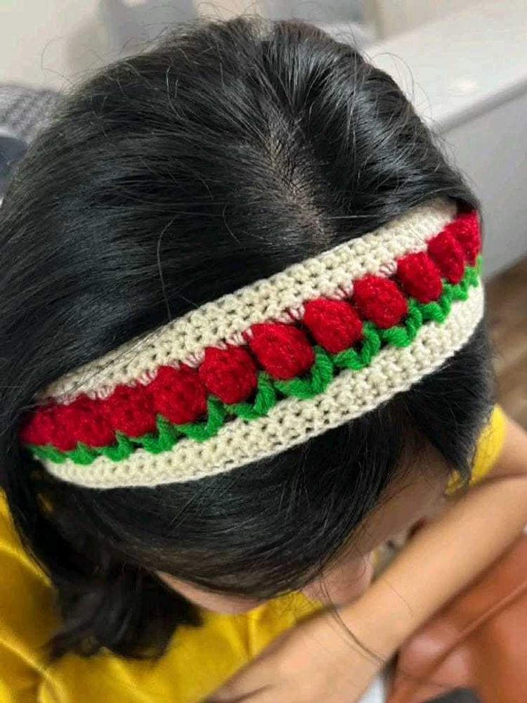 Handmade Crochet Strawberry Headband