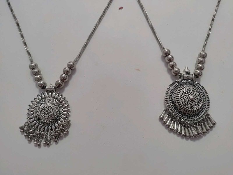 Oxidized Silver Statement Necklace