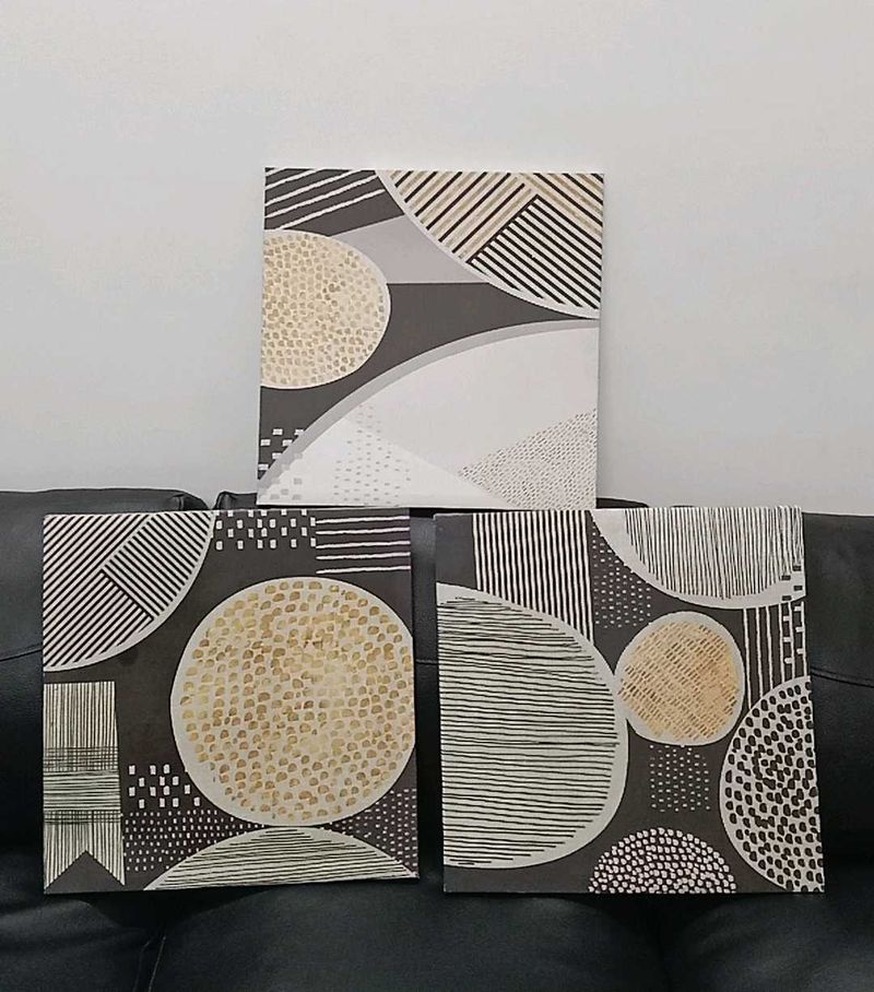 Set of 3 Abstract Geometric Canvas Art