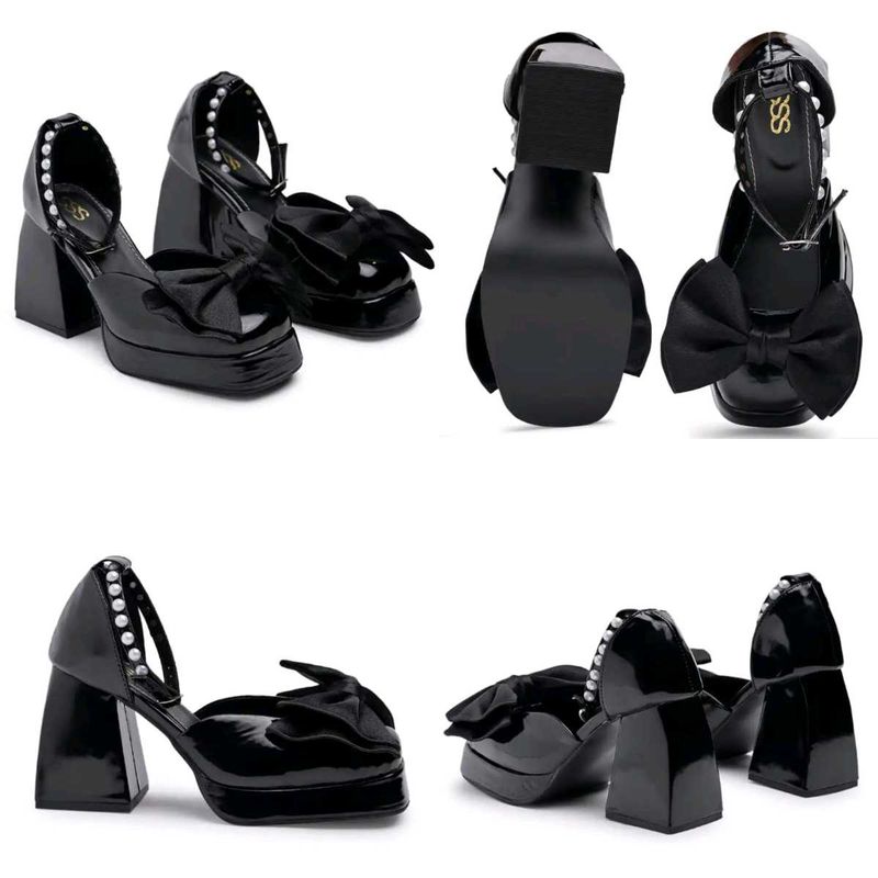 Black Bow Mary Jane Platform Heels