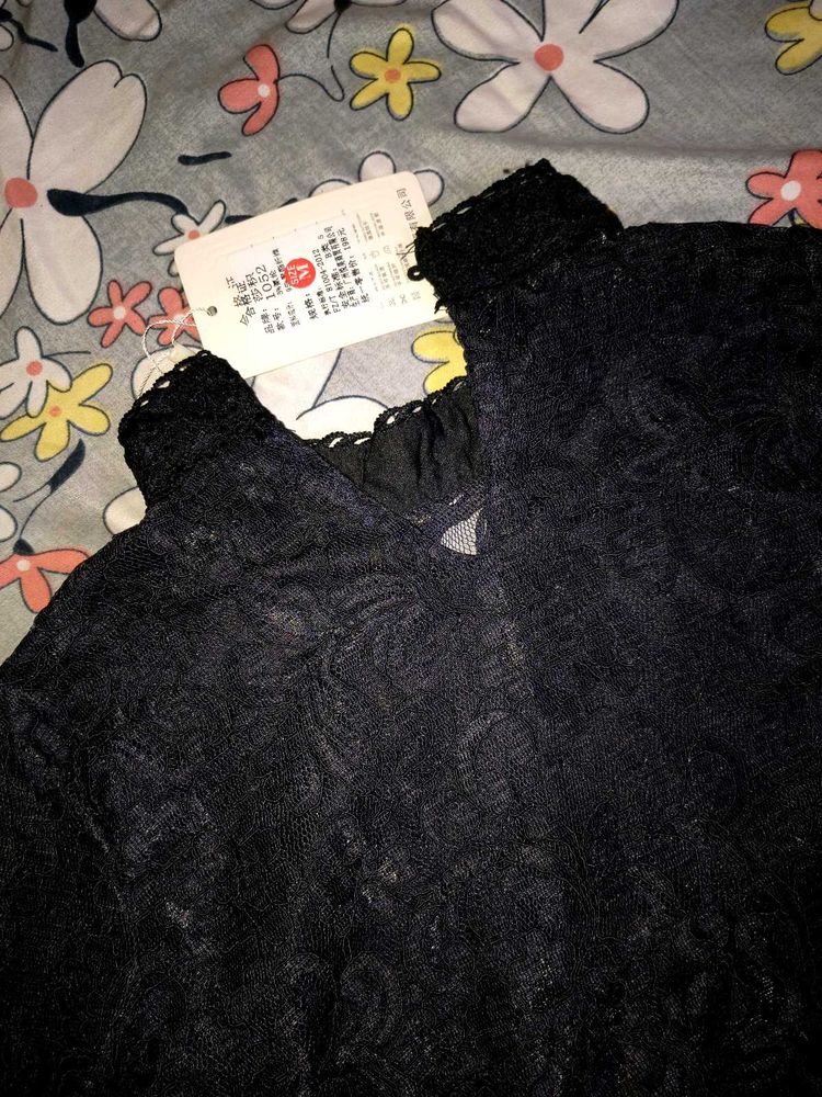 Elegant Black Lace Kurta