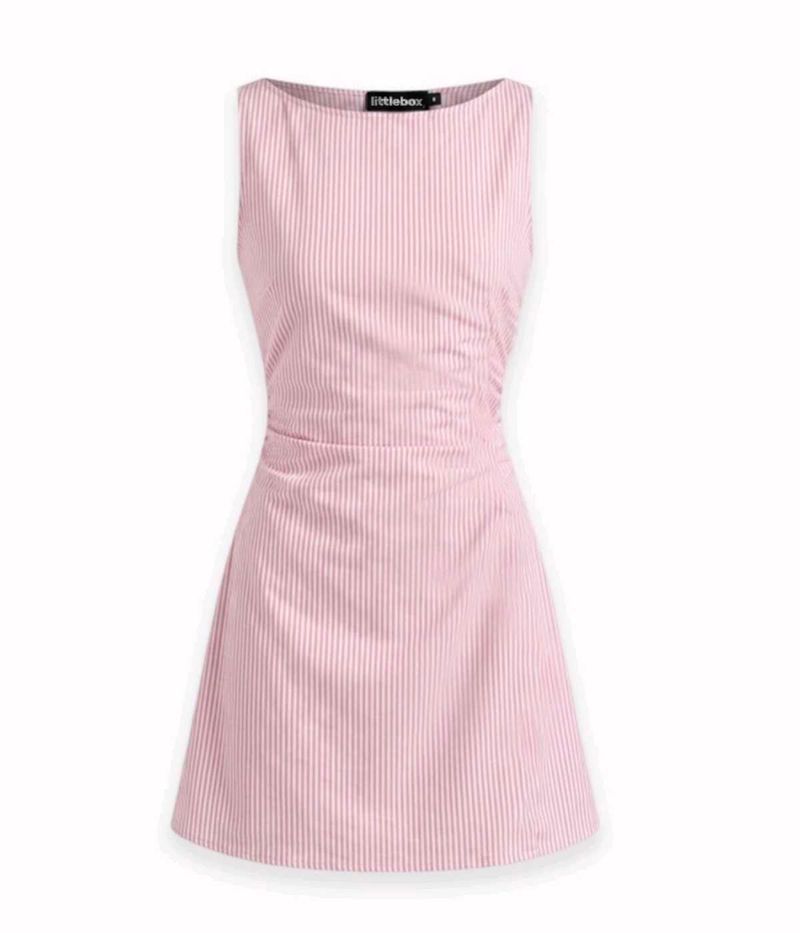 Sleeveless Striped Bodycon Mini Dress In Baby Pink