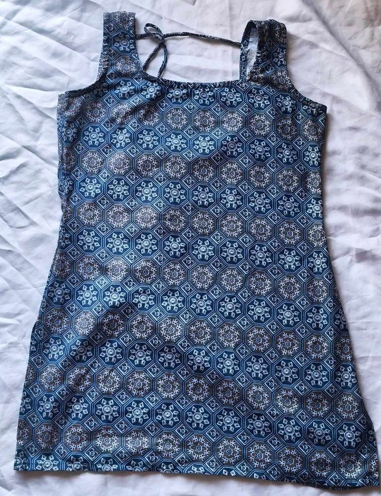 Blue Geometric Print Mini kurta