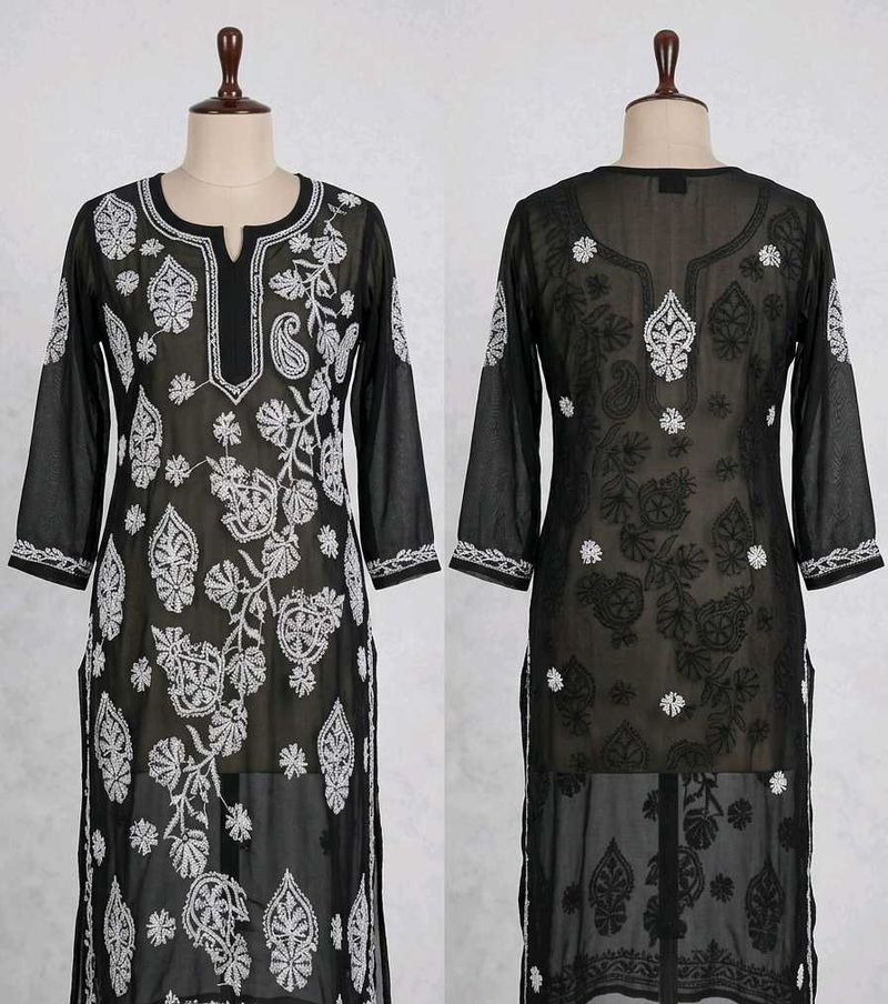 Elegant Black Chikankari Kurta