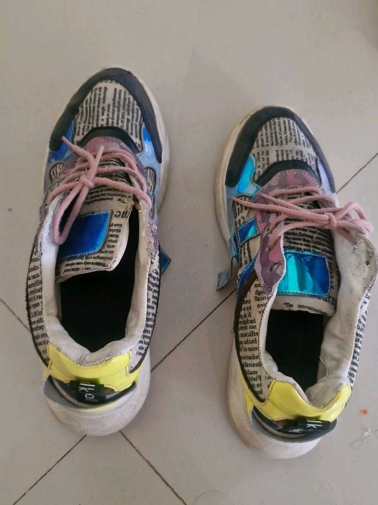 Unique Newspaper Print Sneakers