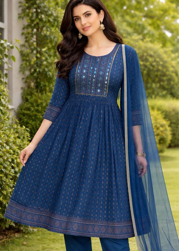 Beautiful Teal Kurta with Mirror Work