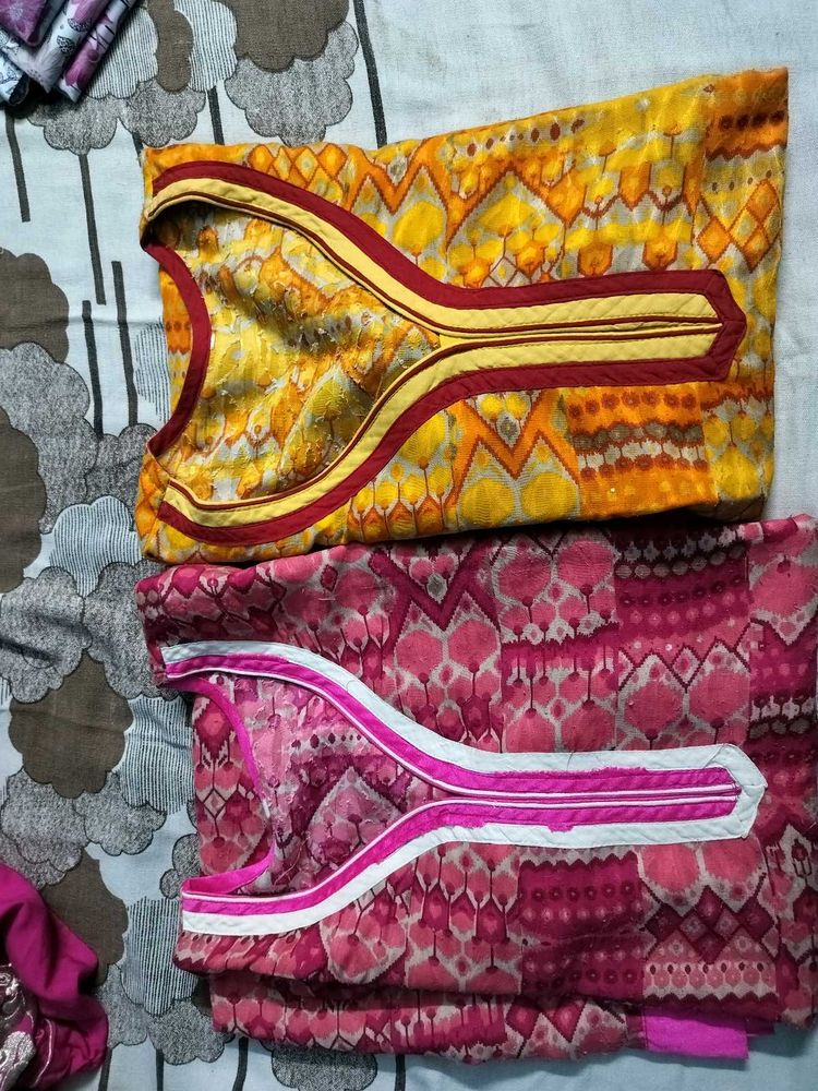 Combo Of 2 Kurtis In Yellow 💛 And 🩷 Pink Colour