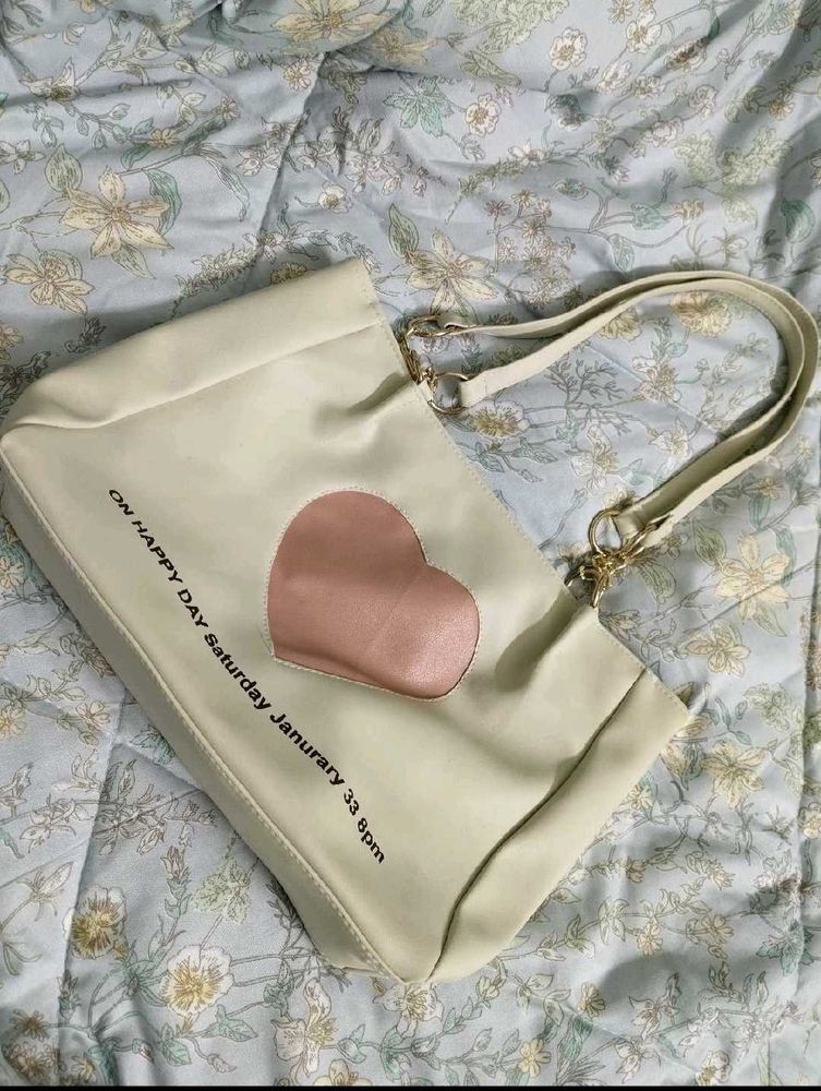 Cute Cream Heart Tote Bag