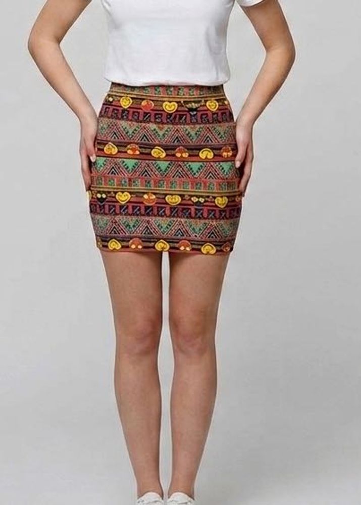 UNUSED Mini Skirt - Funky Smiley Graphic