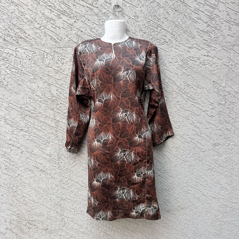 Brown Leaf Print Kurta