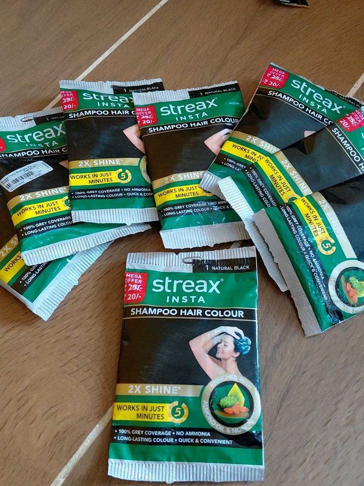 Streax Insta Shampoo Hair Colour Pack Of 8