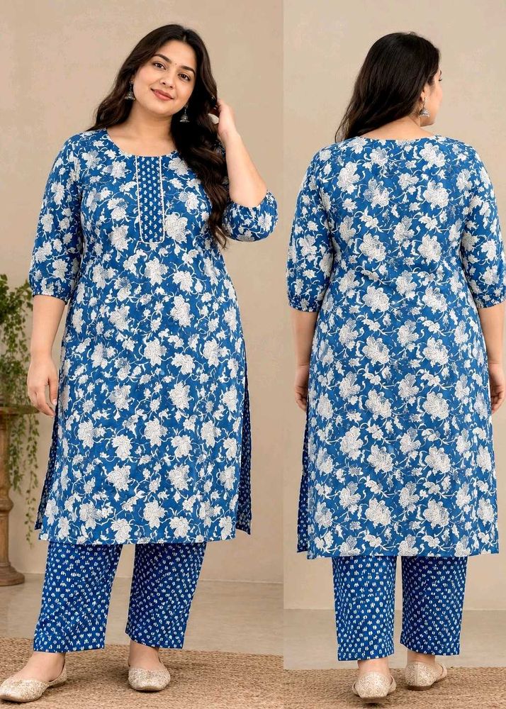 Elegant Floral Print Kurti with bottomwear.