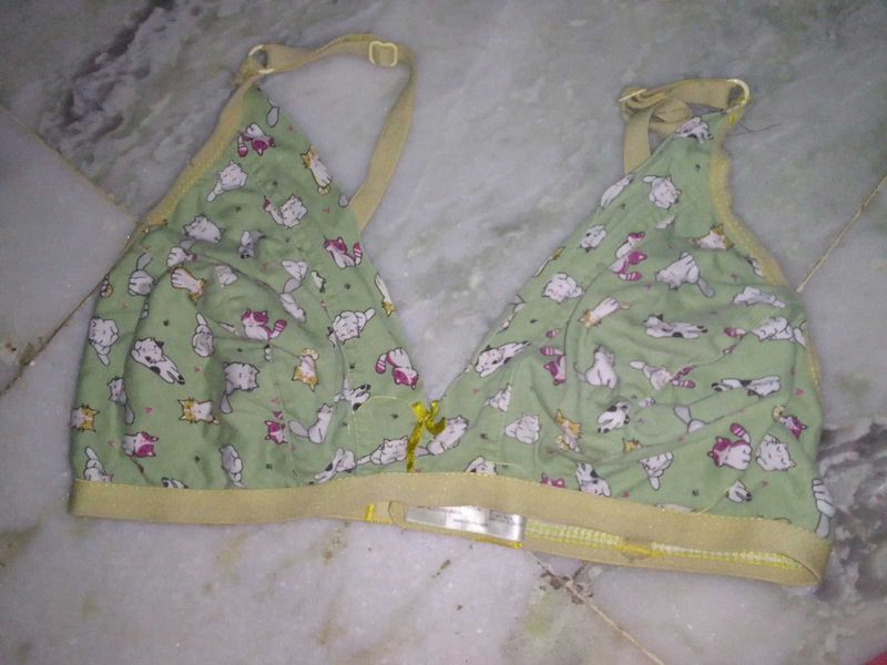 Cute Cat Print Cotton Bra