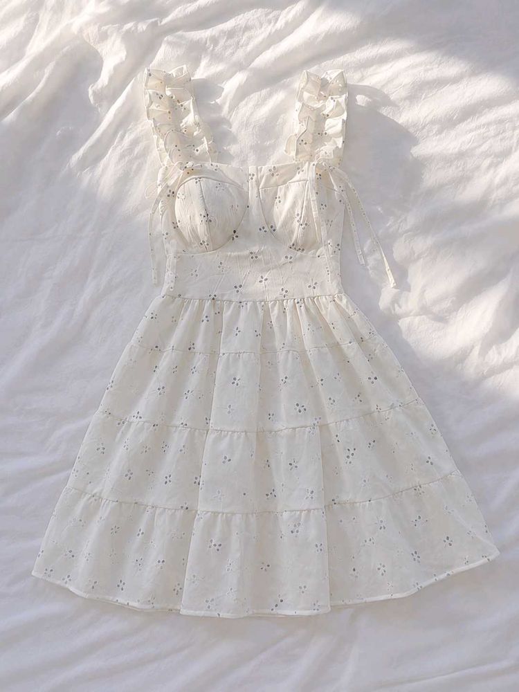 White Floral Ruffle Dress