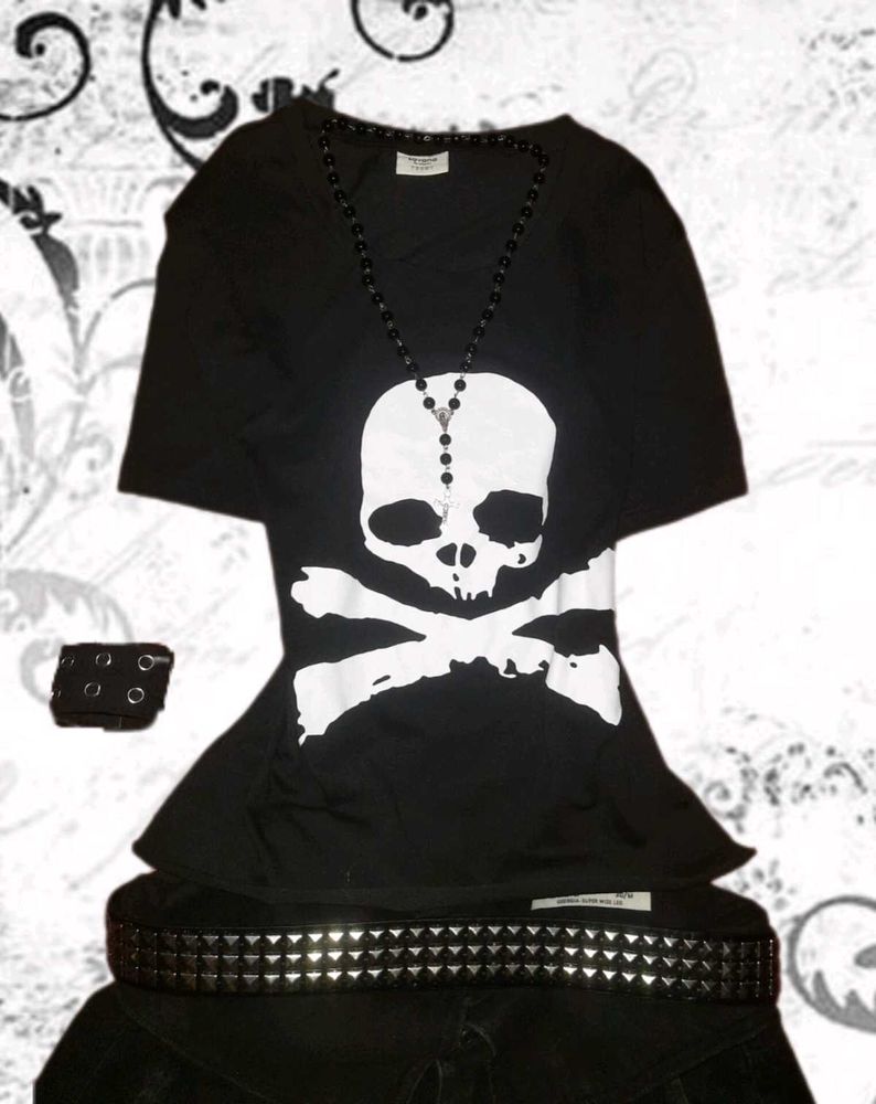 Gothic emo Skull Printed T-Shirt