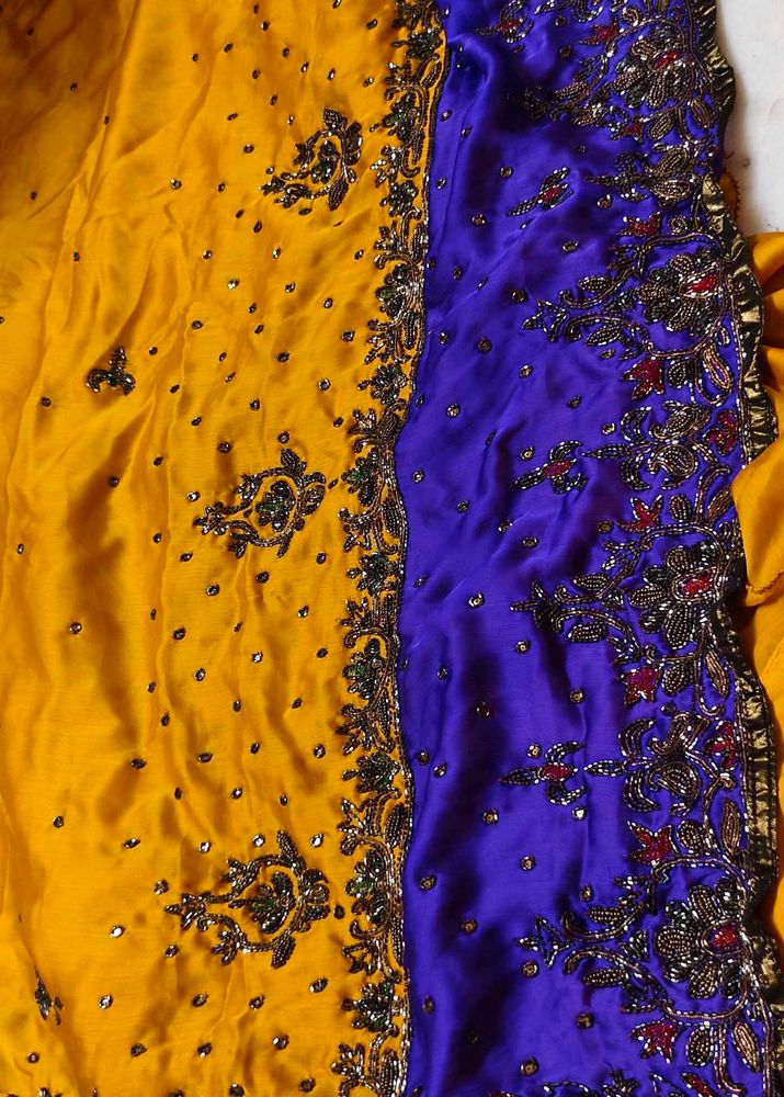 Embellished Yellow and Purple Saree 🔥🤩 fixed pri