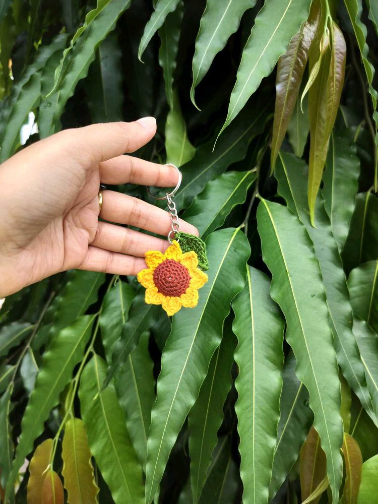 Crocheted Sunflower Keychain