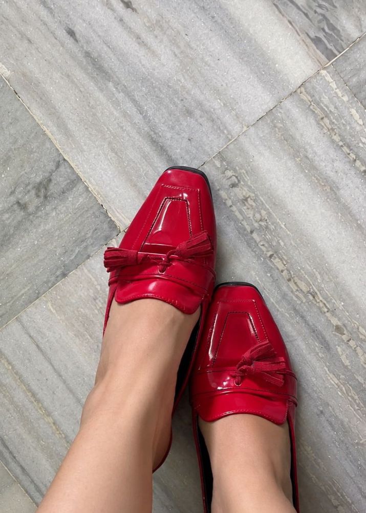 Red Patent Leather Tassel Loafers