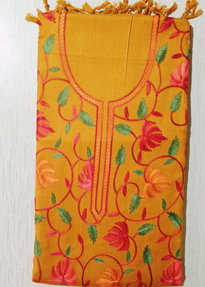 kashmiri Embroidery Woollen Unstitched Suit