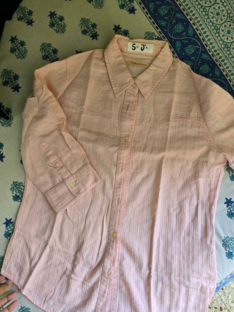 Chic Pink Striped Button-Up Shirt