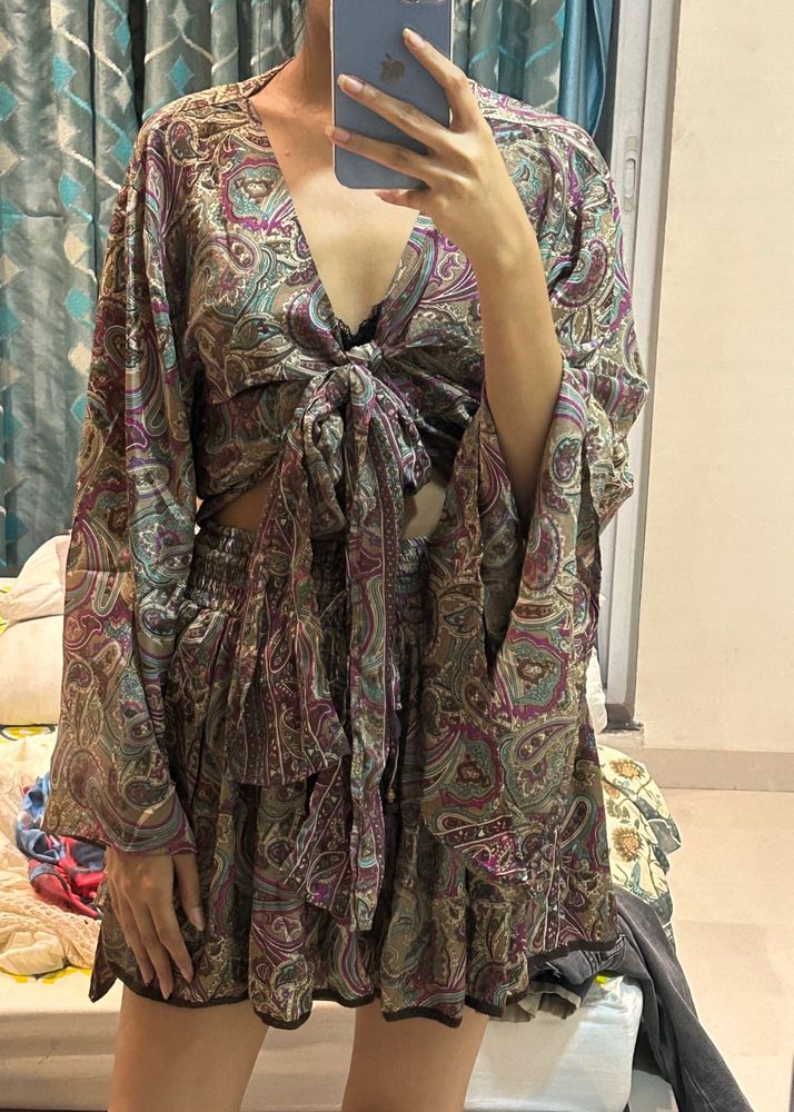 Crop Top &amp; Rara Skirt Matching Set Indian Silk