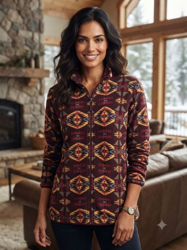 Cozy Aztec Print Fleece Jacket