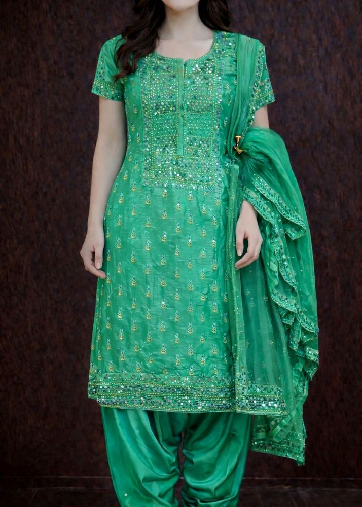 Patiala Sea Green heavily embellished suit✨🌸
