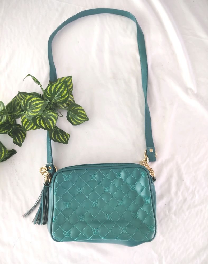 Kleio Sea Green Plain Sling Bag (Women's)