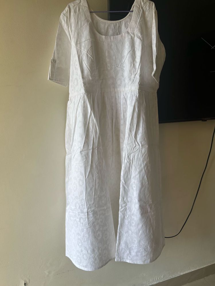 Beautiful self embossed Colton white dress