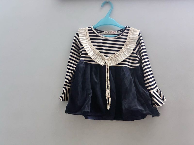 Cute Striped &amp; Navy Dress