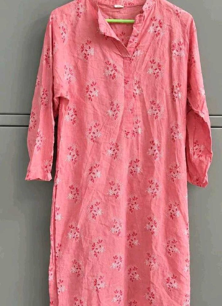 Pink Embroidered Kurta