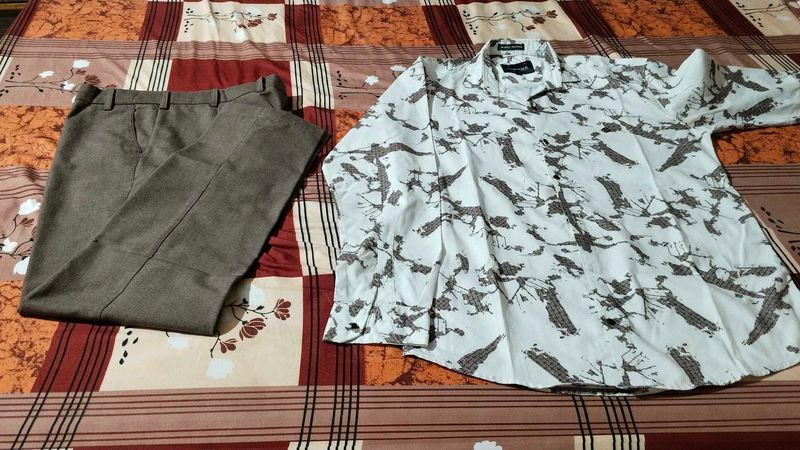 Men's Printed Shirt and Trousers Set