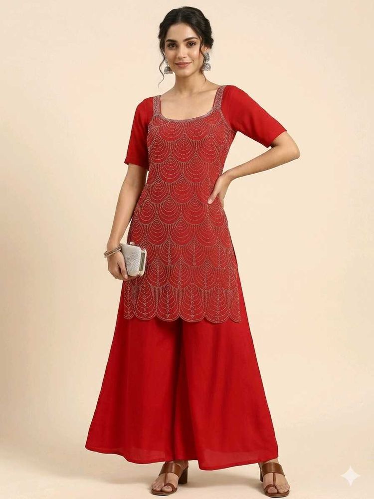 Stunning flared plazo Embroidered Kurta Set