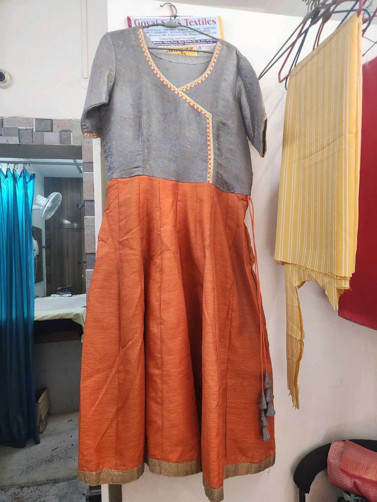 Elegant Orange &amp; Grey party gown