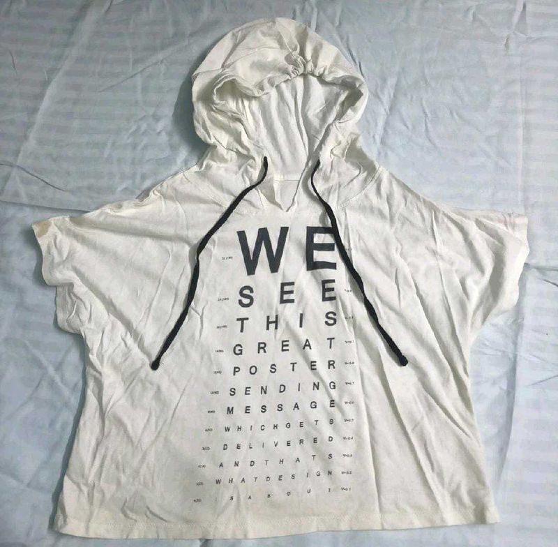 White Crop Top Hoodie