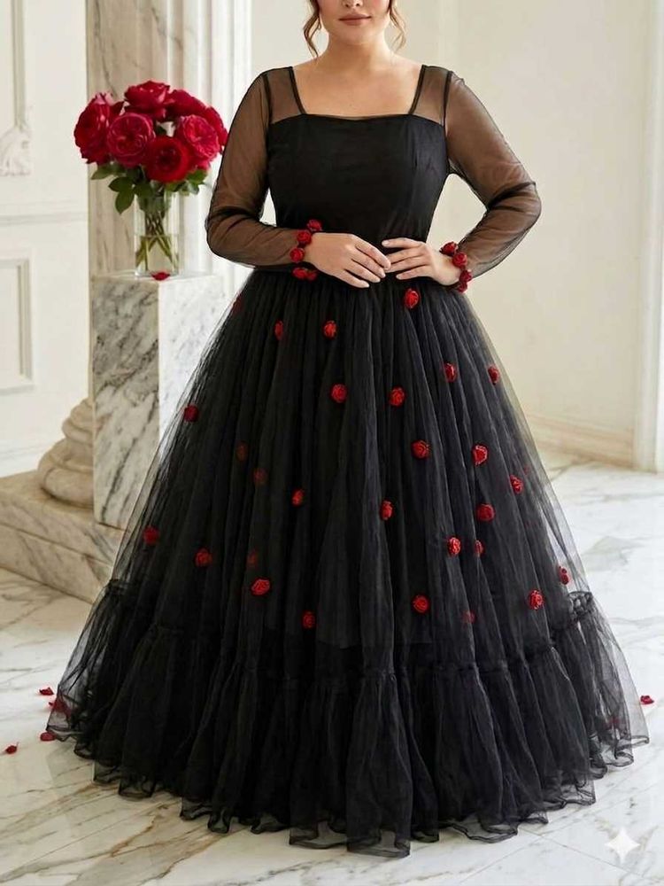 Black Rose Embellished Gown