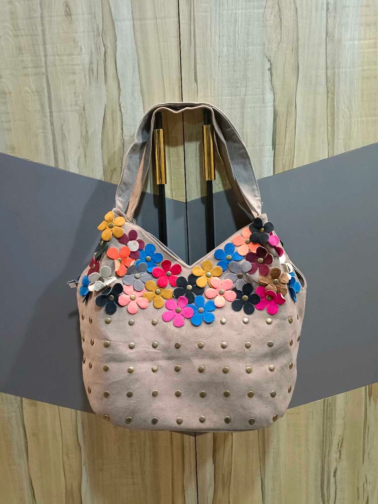 Felt Flower Accent Shoulder Bag