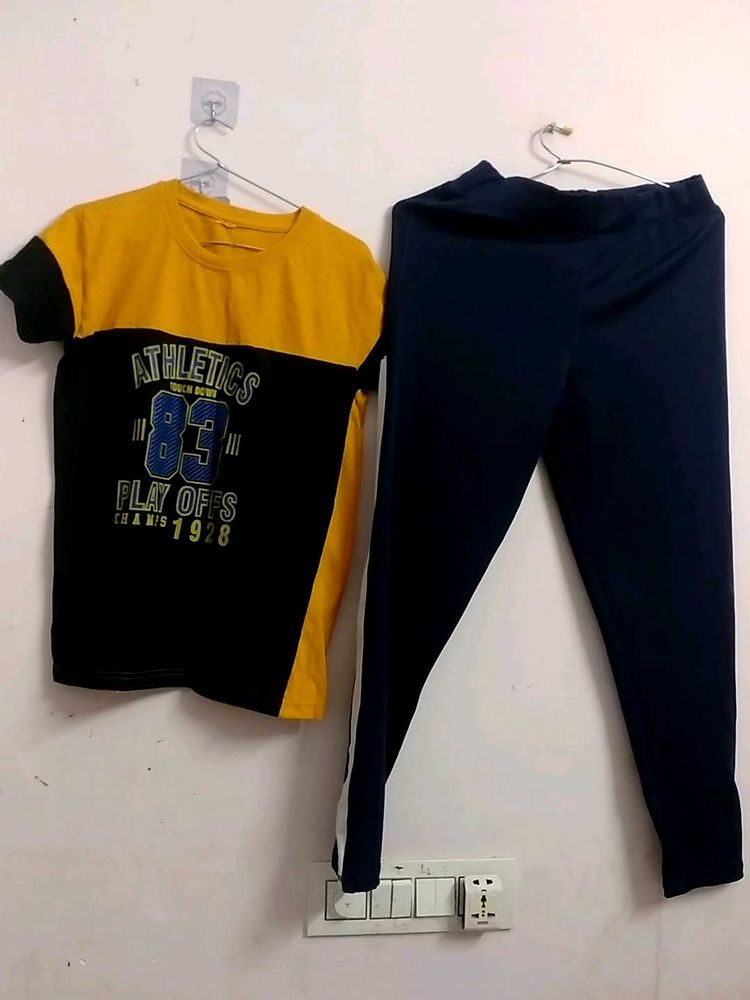 Athletic T-shirt and Pants Set,pant new never used