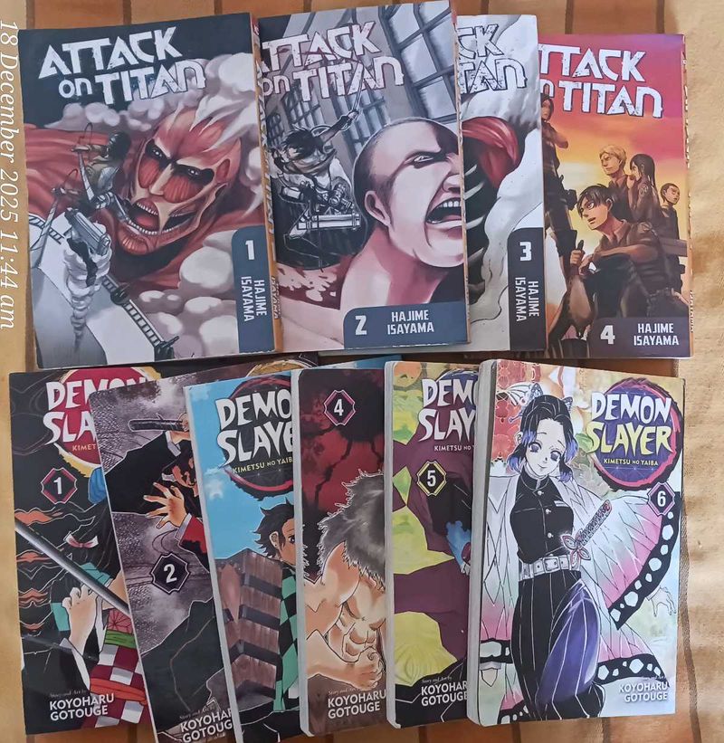 Combo of 10 Manga Attack on Titan And Demon slayer