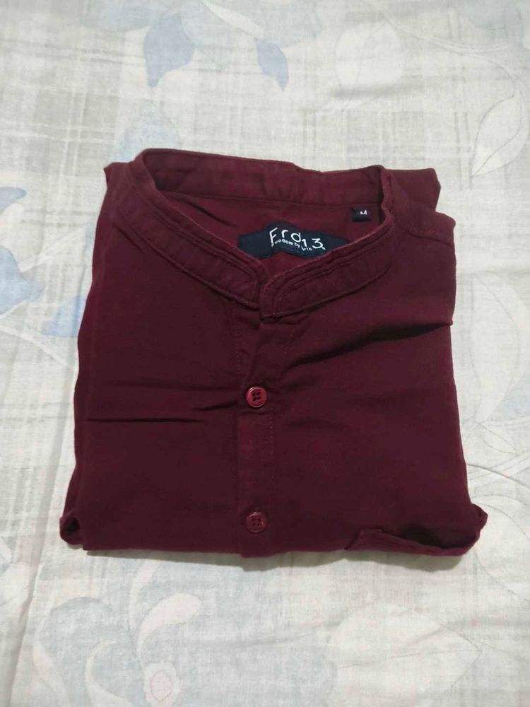 Maroon Collared Casual Shirt