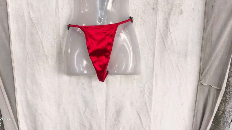 15167. Red Satin Thong Panty