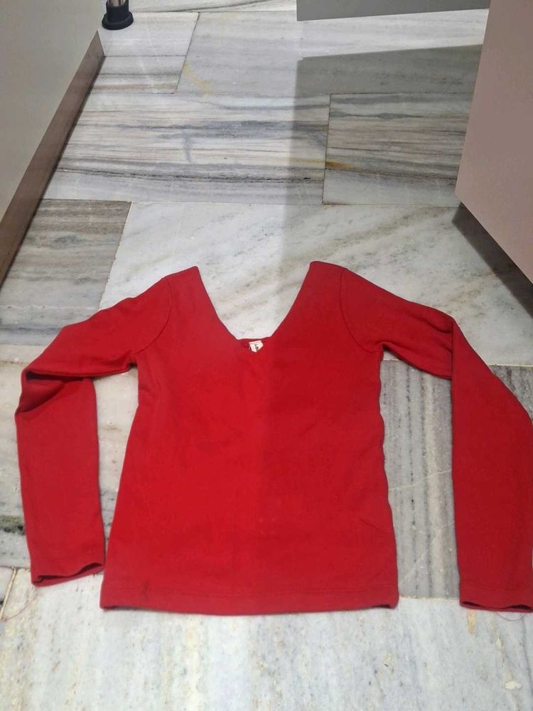 Red Long Sleeve Top