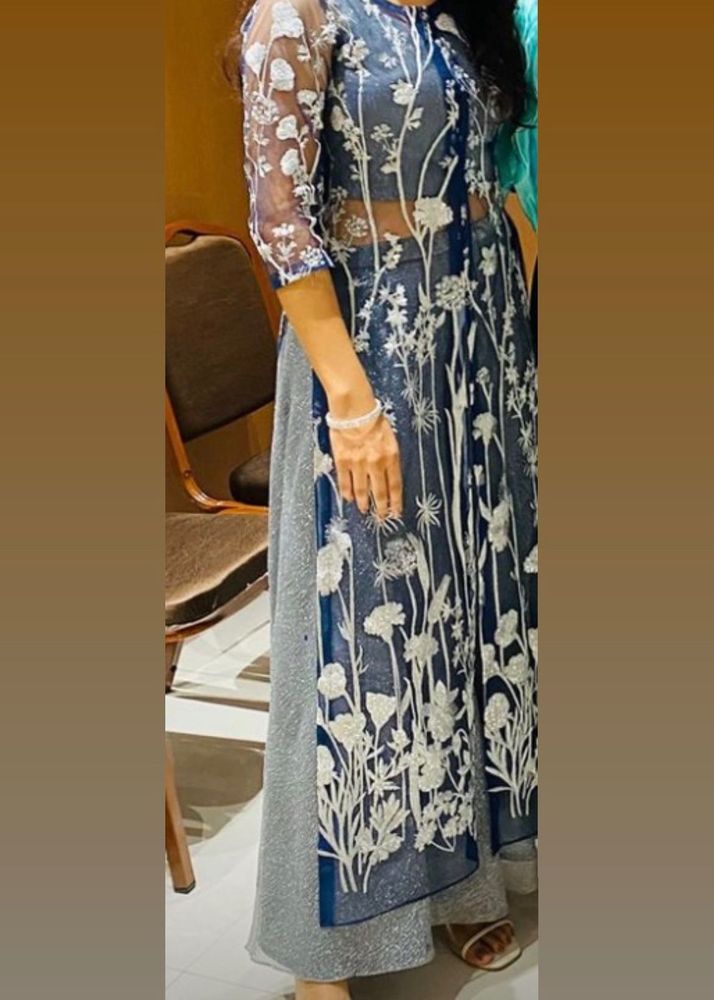 Sparkling Metallic Sheer Kurta with Crop