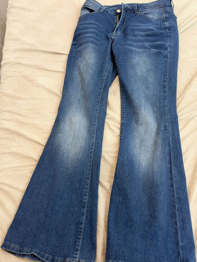 Flared Blue Denim Jeans